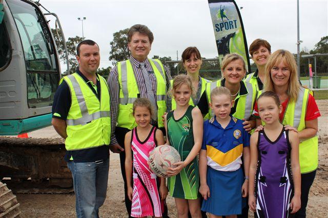 Back row: Tim Goward, Cr Lance Hewlett, Cr Kim-Maree Hardman, Mayor Karen Williams, Kristina Dickson, Cath Smeeton.Front row: Tahlia Payne (Pink Magic Netball Club), Chloe Turner (Lorikeets), Prinella Van Hasten (Raiders) and Tarryn Jaffrays (Thunderbolts).