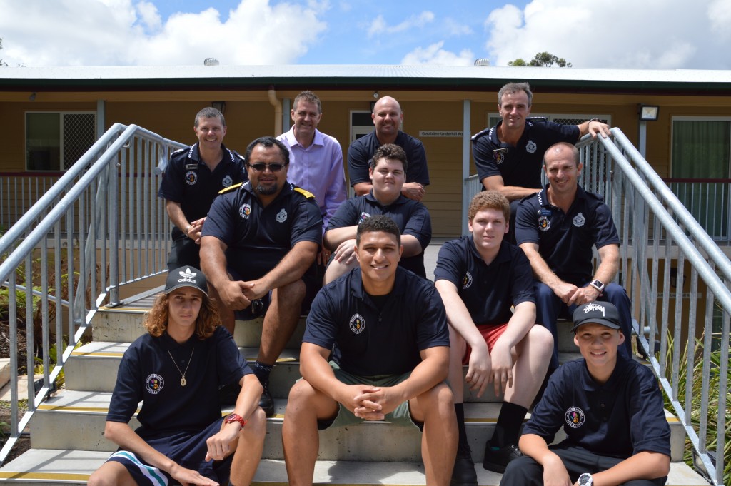 Redlands locals participating in Project Booyah this year are (front from left) Sebastian Hayward, Helaman Samuela, Tien Rogers, (middle from left) Police Liaison Officer Tom Govenor, Josh Goodman, Emmett Jones, Redlands Coordinator Senior Constable Dave Alley, (back from left) Detective Acting Sergeant Nick Churchley, Redland City Council Officer Doug Hunt, Youth Support Officer Jason Evans and Acting Inspector Ian Frame. 