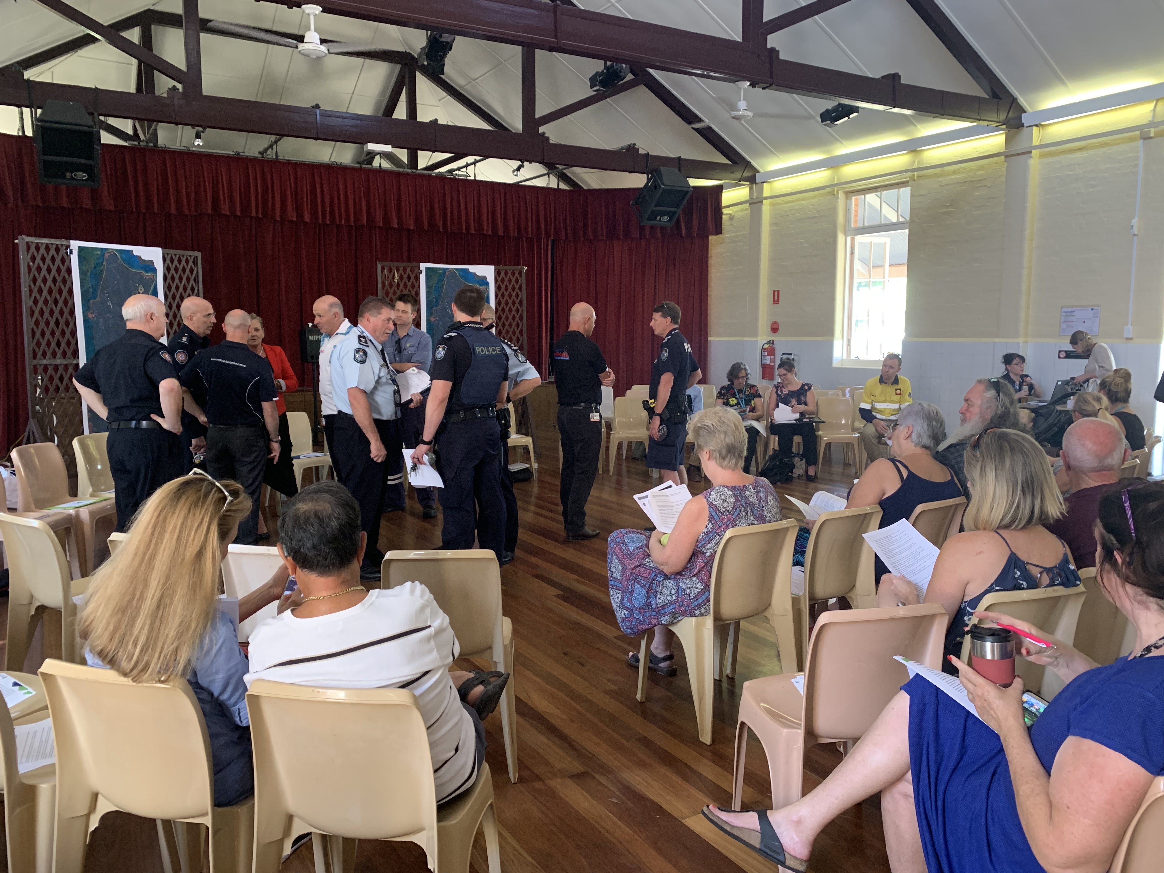 More than 60 residents attended the community meeting at Dunwich this afternoon to find out the latest information about the fire on North Stradbroke Island.